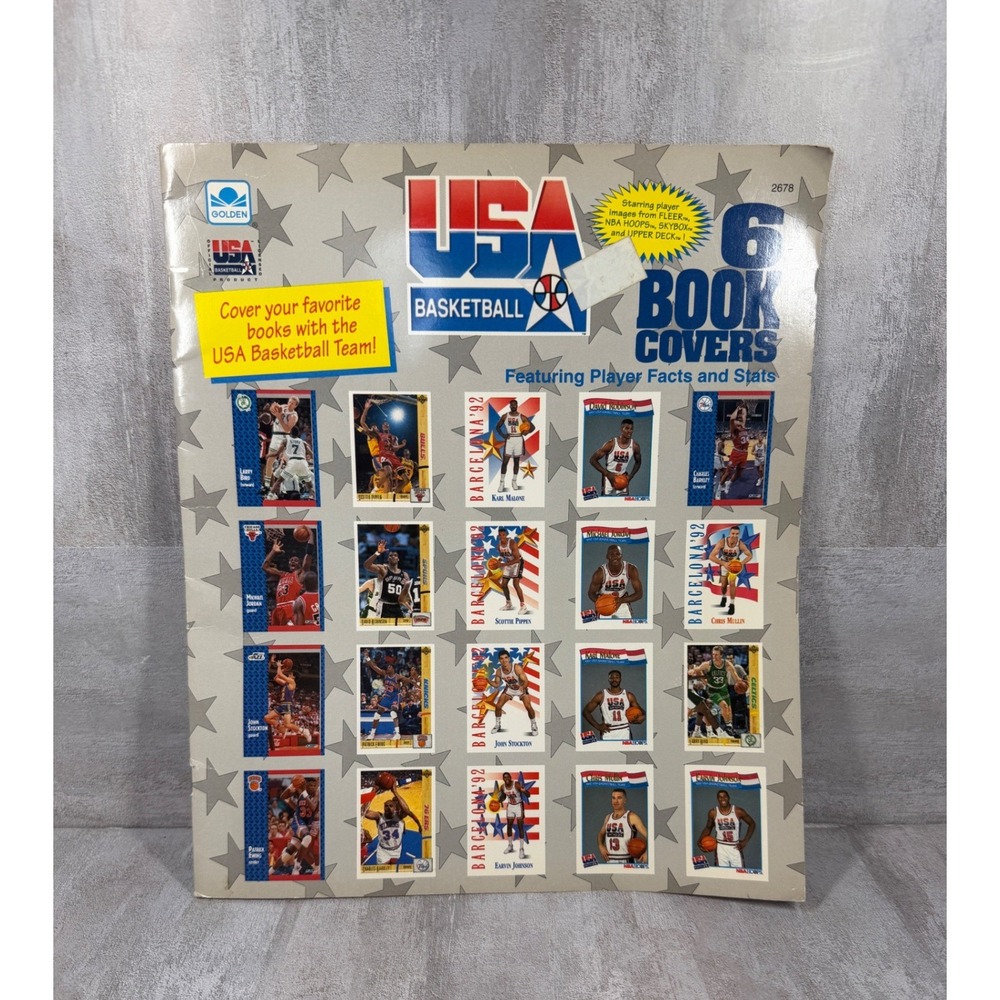 Vintage 1992 USA Basketball Dream Team 6 Book Covers Golden Michael Jordan Bird